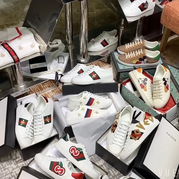 Gucci Ace Embroidered Sneakers - White with Logo and Icons Gucci Shoes