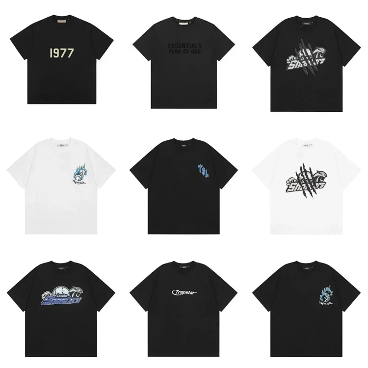 Shooter 1977 Essentials Fear of God T-Shirts Collection - Black & White Designs