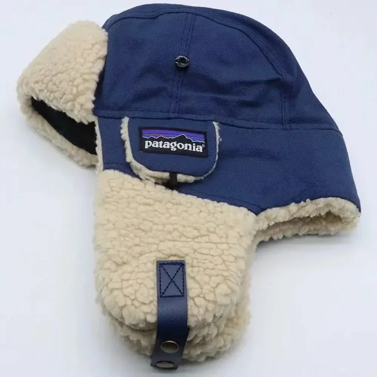 Patagonia Shearling Trapper Hat - Navy Blue Winter Headwear