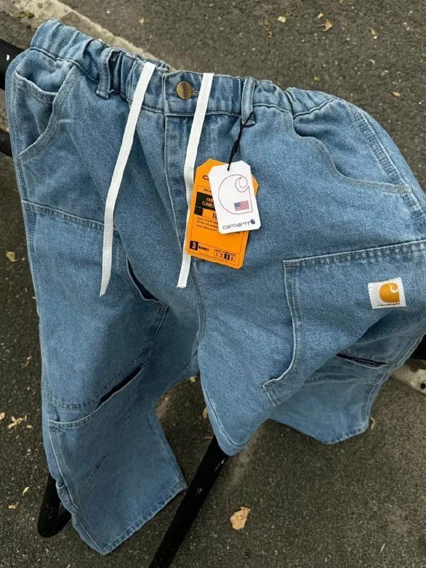 Carhartt Denim Cargo Pants for Men - Light Blue Workwear Style