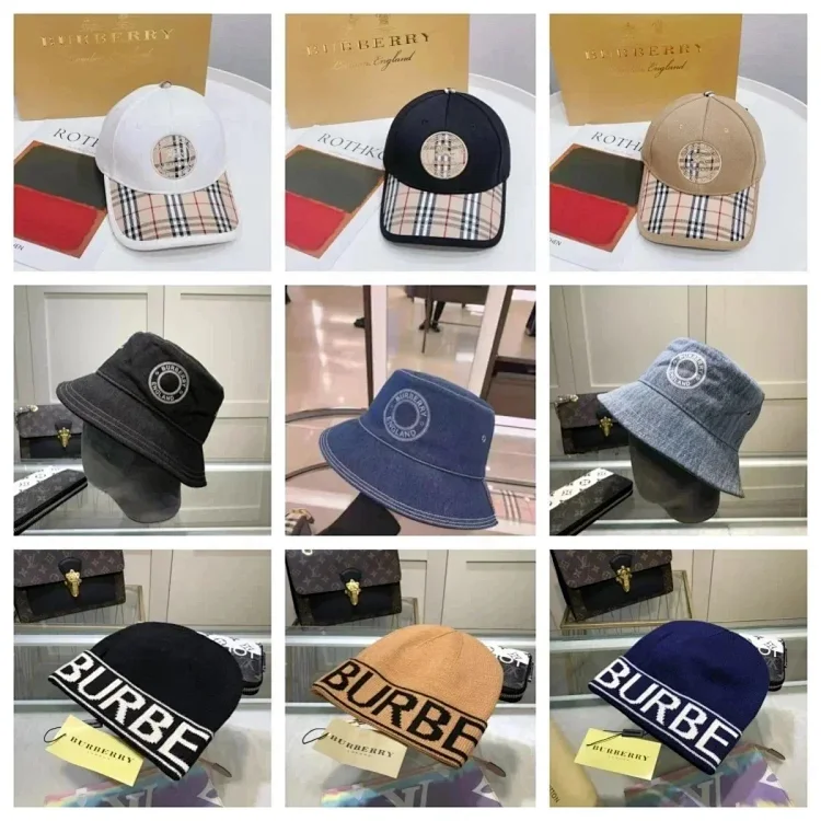 Burberry Check Pattern Baseball Cap and Bucket Hat Collection
