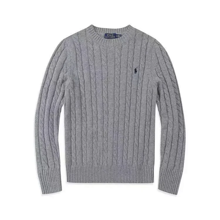 Polo Ralph Lauren Men's Cable-Knit Crewneck Sweater - Grey Polo Sweaters