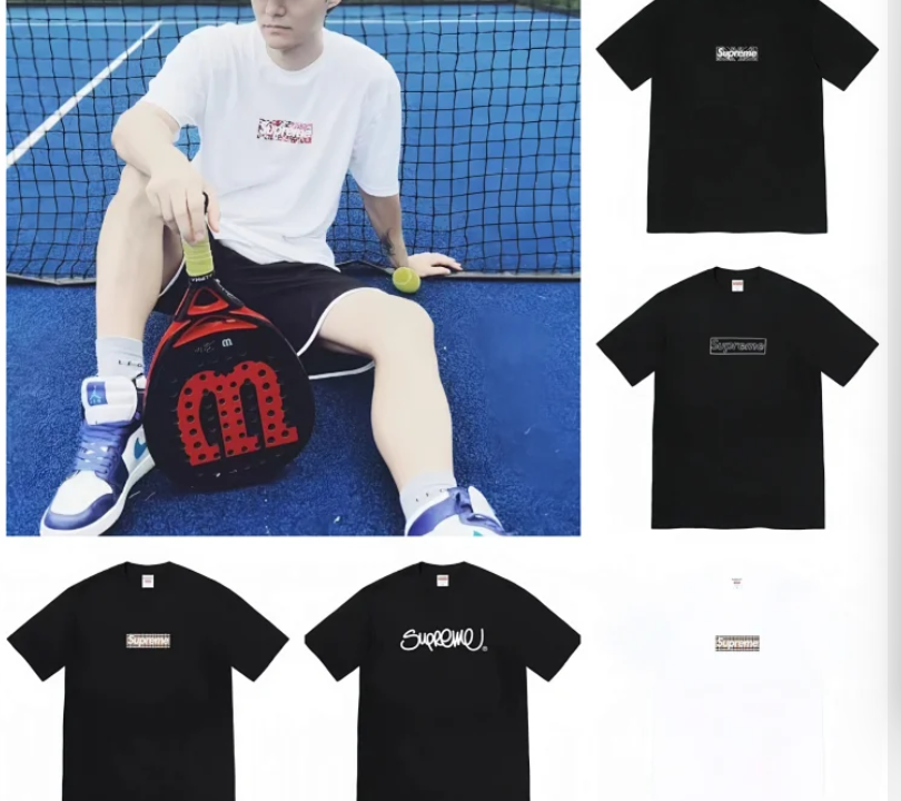  Supreme Box Logo T-Shirt Black White Classic Streetwear