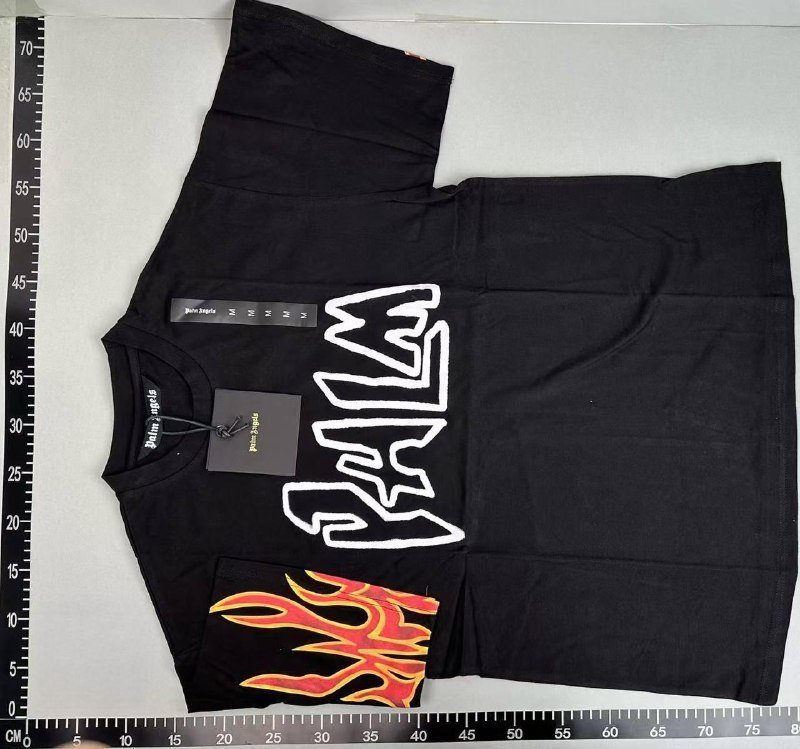  Palm Angels Flame Logo T-Shirt - Cream Color