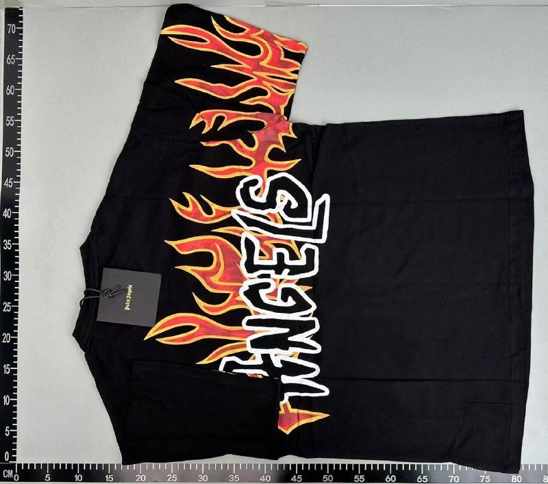 Palm Angels Flame Logo T-Shirt - Cream Color
