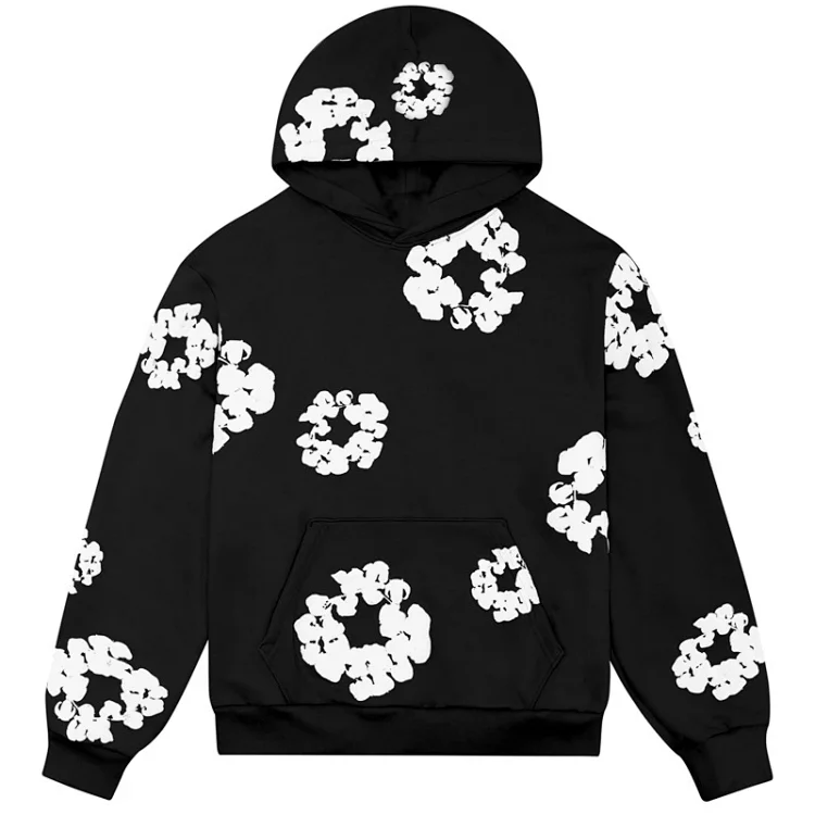  Black Floral Print Hoodie for Men Women - Stylish Casual Wear Black Hoodies