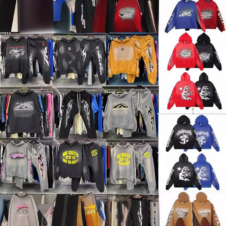  Hellstar Hoodie & Sweatpants Set - Flame Design Streetwear