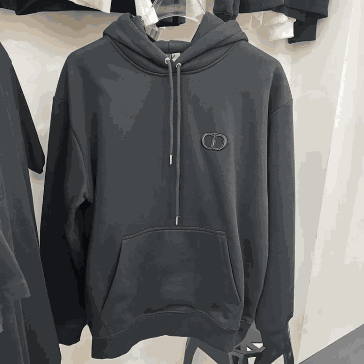 Dior Men's Black Hoodie with Embroidered Logo - Classic Style