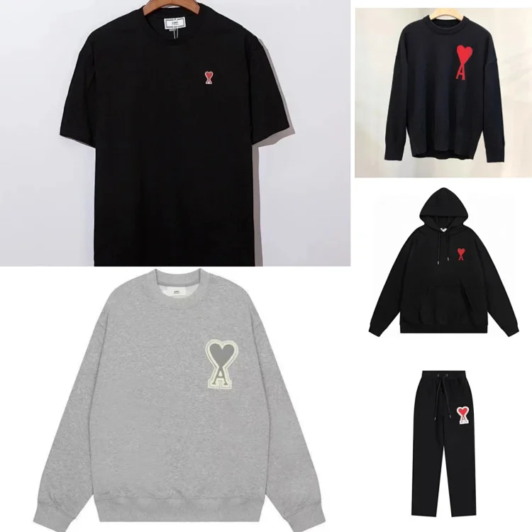 Ami Heart Logo Sweatshirt - Black & Grey Ami Sweaters  