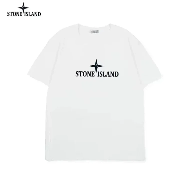 Stone Island White Logo T-Shirt Men's Cotton Tee