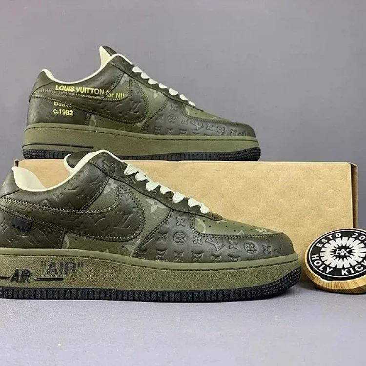 Louis Vuitton x Nike Air Force 1 Low Olive Monogram Sneakers