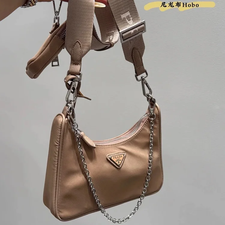 Prada Nylon Hobo Bag Small Size Tri-Functional Shoulder Bag