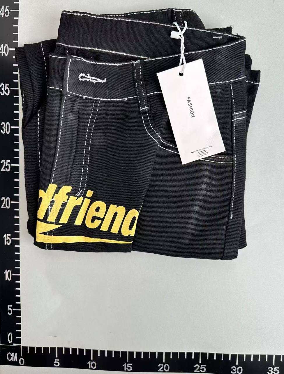 Badfriend Logo Denim Jeans - Bold Yellow Star Design