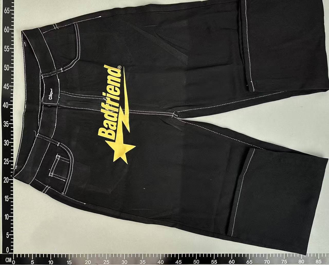 Badfriend Logo Denim Jeans - Bold Yellow Star Design