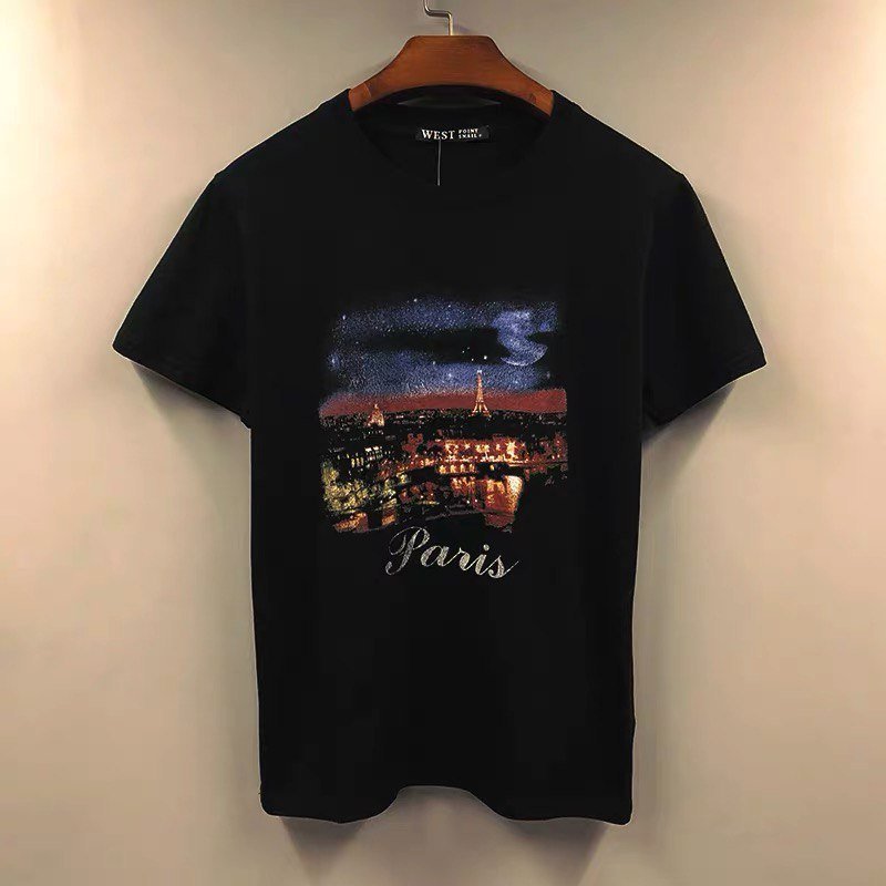 Paris Night Sky T-Shirt with Eiffel Tower Print  