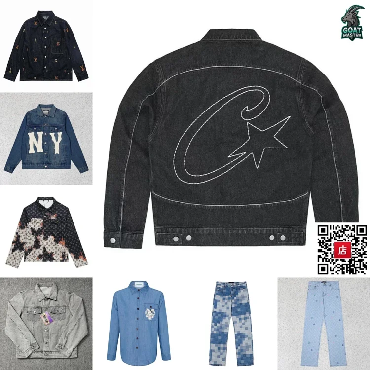 Denim Jacket with Embroidered Star and C Logo - Men's Fashion