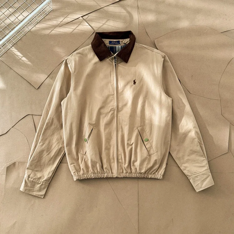 Ralph Lauren Men's Beige Polo Jacket with Zip Closure Ralph Jackets