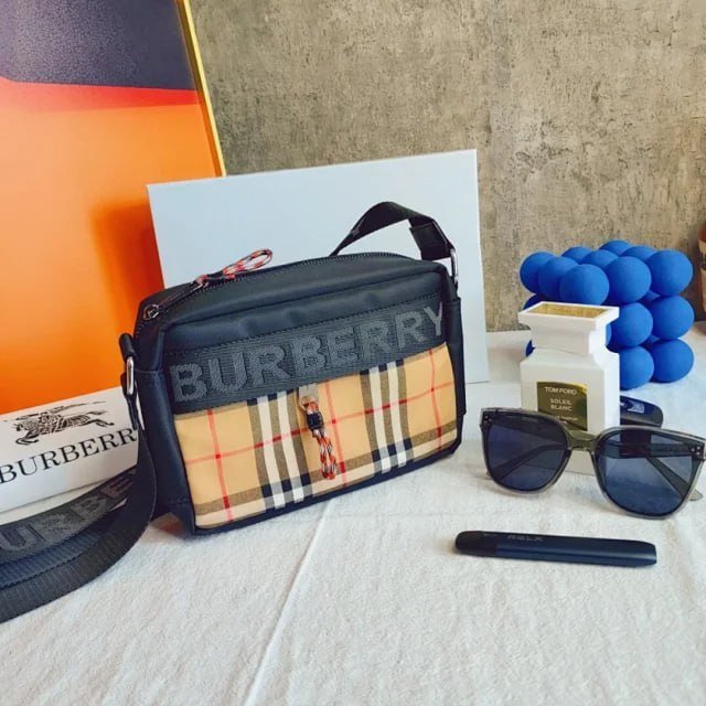 Burberry Check Crossbody Bag with Logo Strap