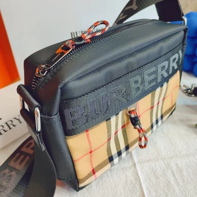 Burberry Check Crossbody Bag with Logo Strap