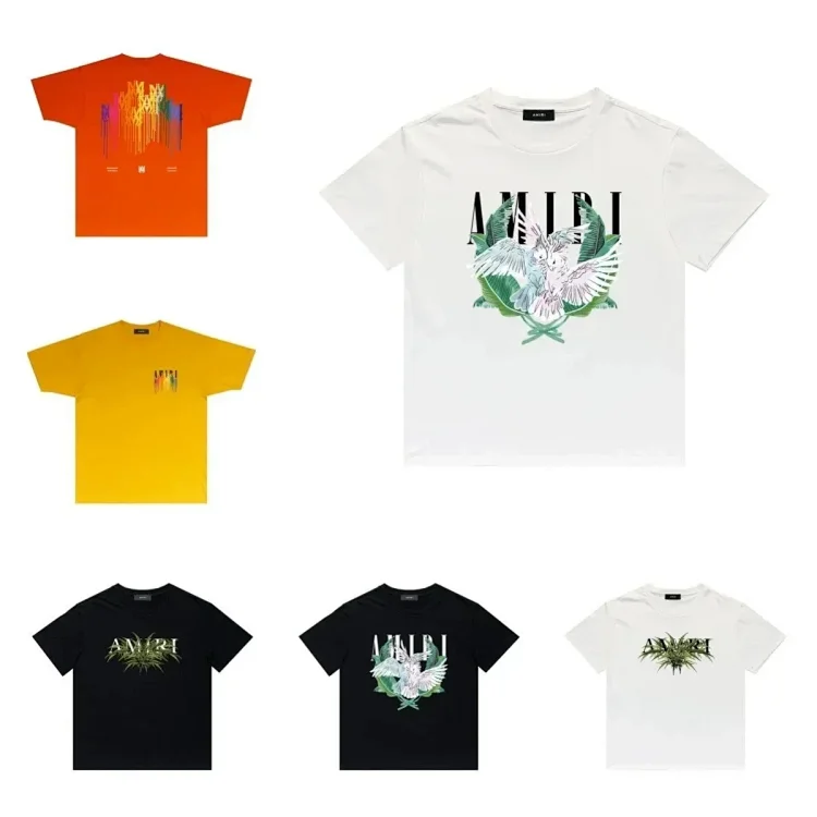 AMIRI White T-Shirt with Eagle and Leaves Design