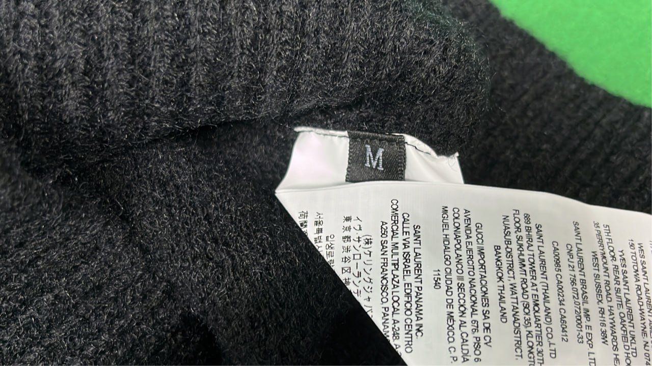 Saint Laurent Black Fuzzy Logo Sweater Saint Sweaters