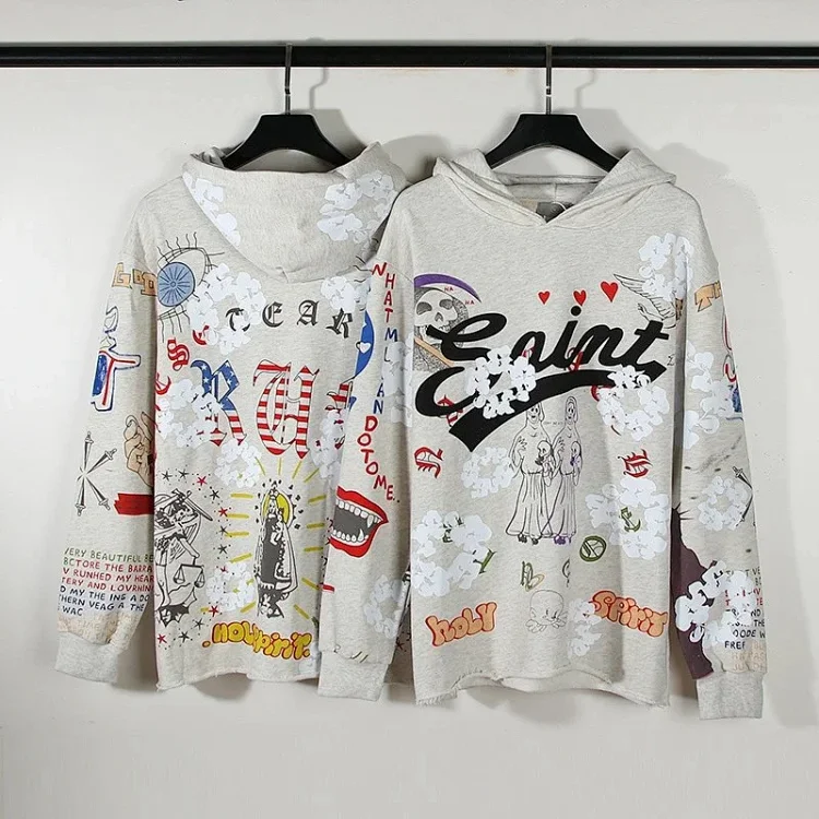 Saint Hoodie - Graphic Print Long Sleeve Sweatshirt  