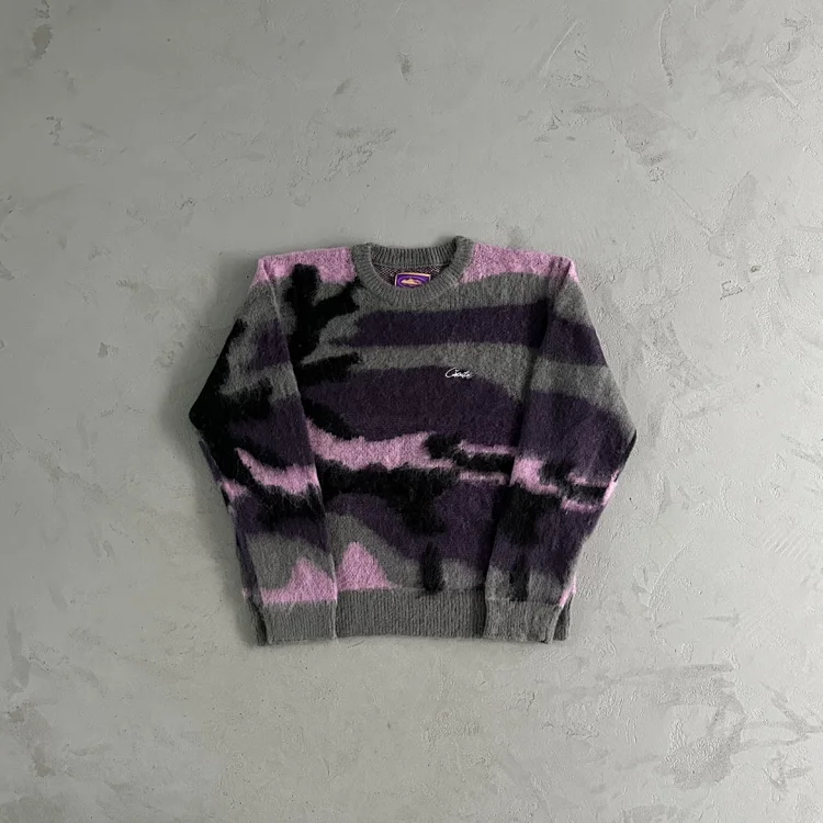 Gucci Purple Camouflage Knit Sweater Gucci Sweaters  