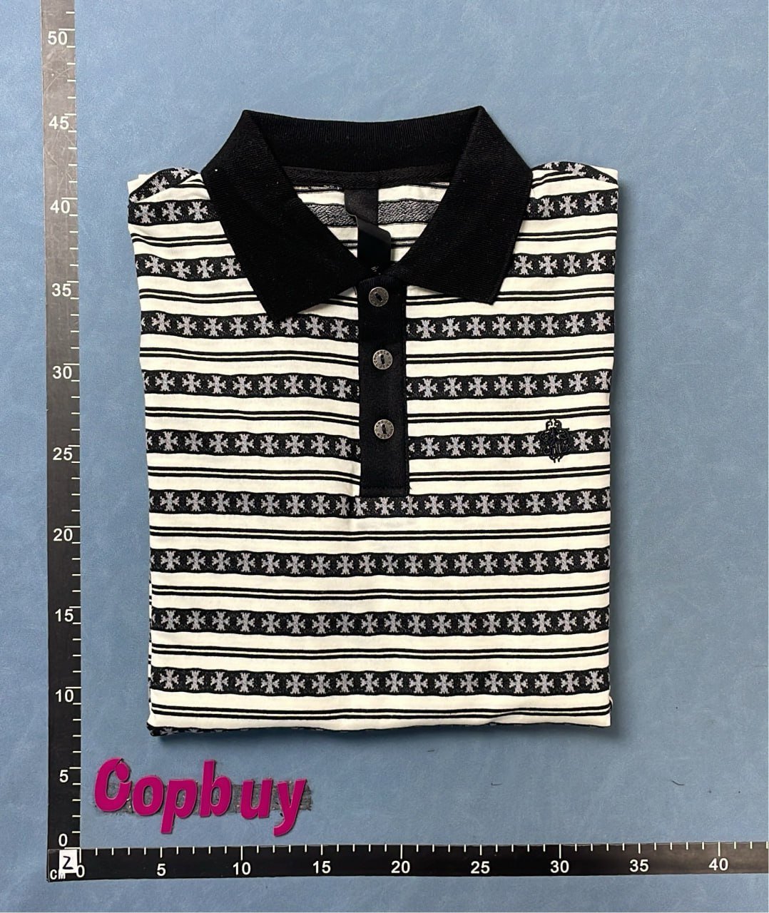 BlueWave Men's Long Sleeve Striped Polo Shirt with Cross Pattern BlueWave Shirts
