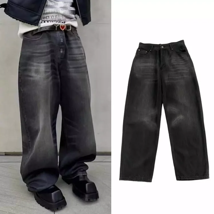 Black Wide Leg Jeans for Women High Waist Denim Trousers Black Pants