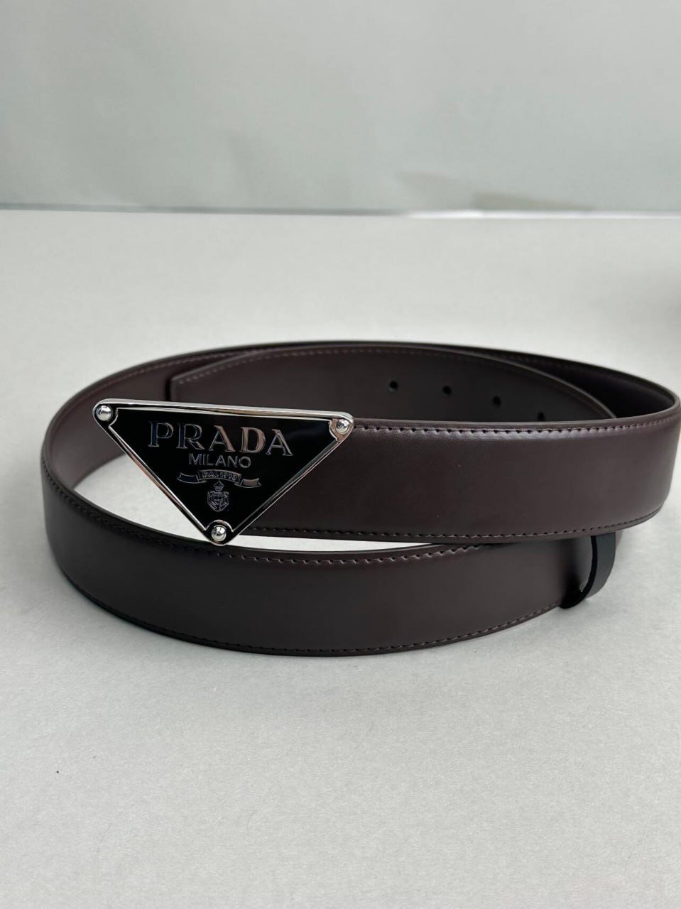 Prada Triangle Logo Belt for Men and Women  