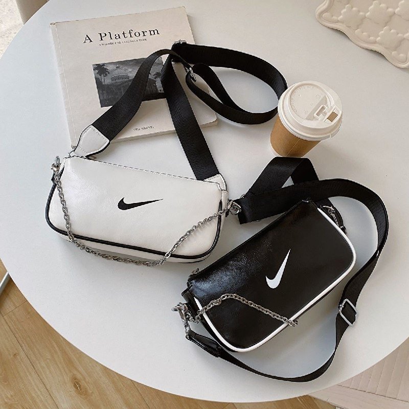 Nike Crossbody Bag with Chain Strap - White and Black  