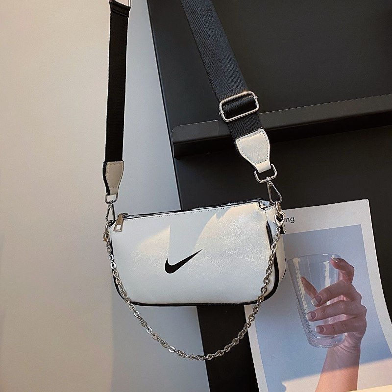 Nike Crossbody Bag with Chain Strap - White and Black  