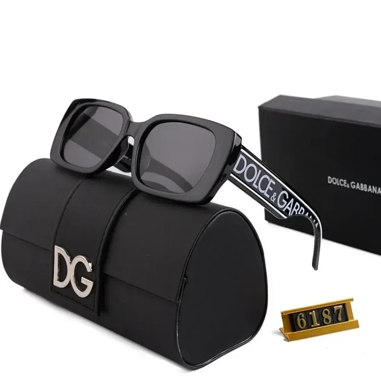 Dolce & Gabbana DG 6187 Sunglasses - Black Square Frame with Logo Temple