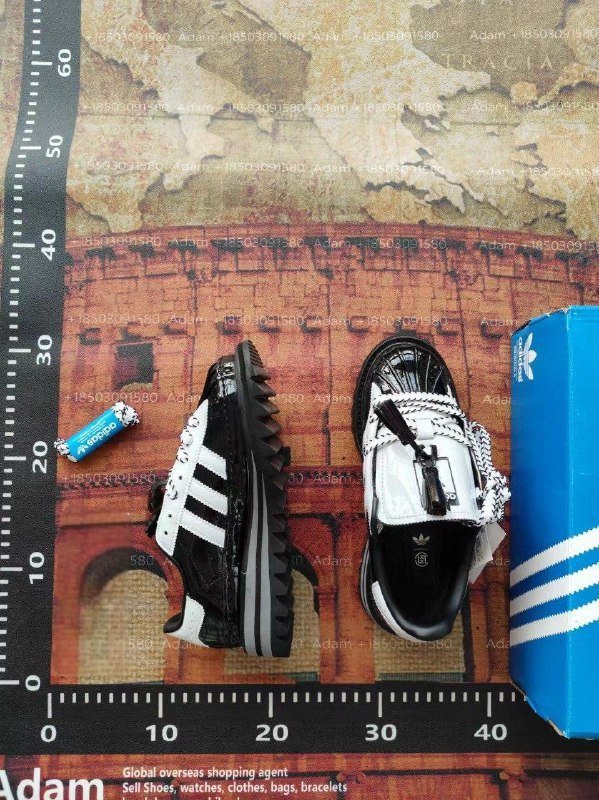 Adidas Black Patent Leather Sneakers with White Stripes