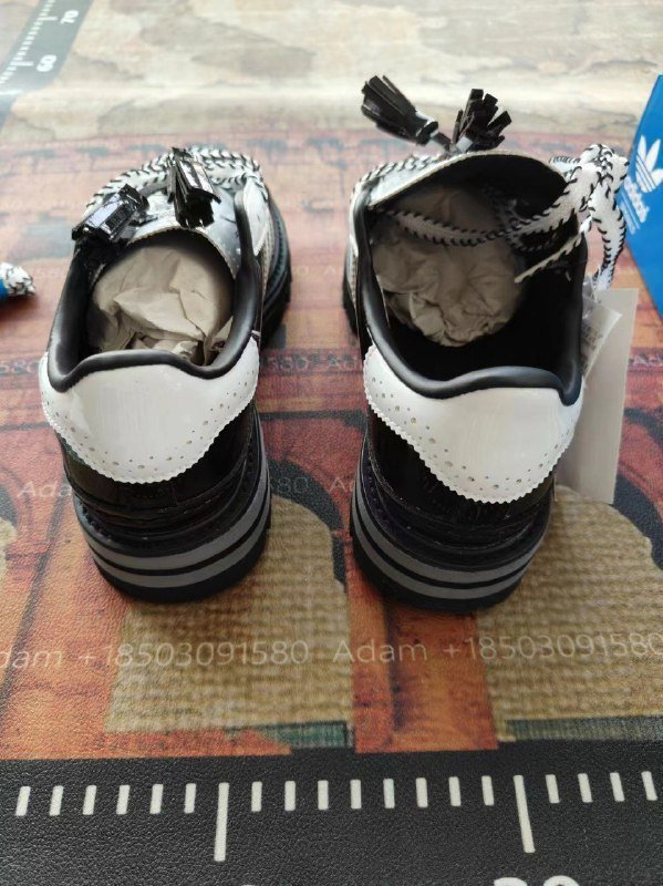 Adidas Black Patent Leather Sneakers with White Stripes