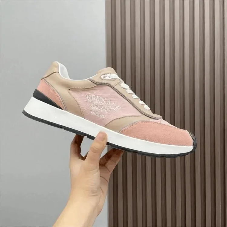 Versace Pink and Beige Sneakers for Women  