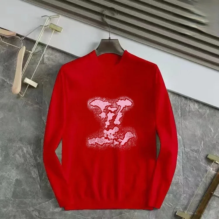 Red LV Logo Knit Sweater for Men