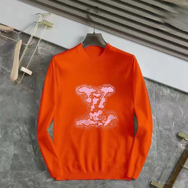 Red LV Logo Knit Sweater for Men