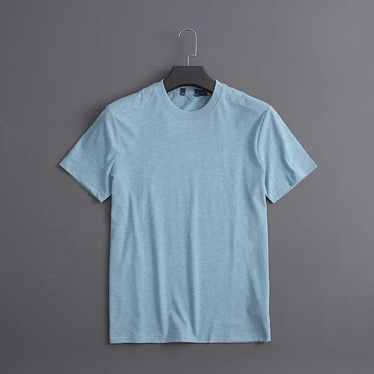 Light Blue Solid Color Short Sleeve T-Shirt for Men Light Tshirt