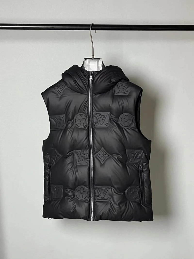 Prada Black Puffer Jacket with Hood and Red Logo  
