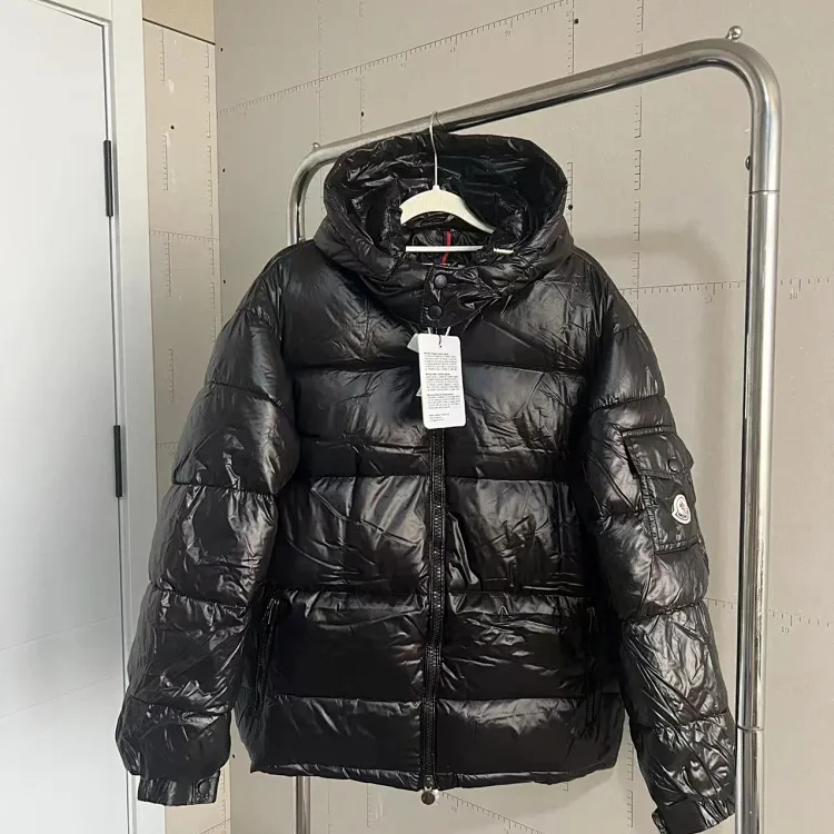 Moncler Black Quilted Down Jacket with Hood  