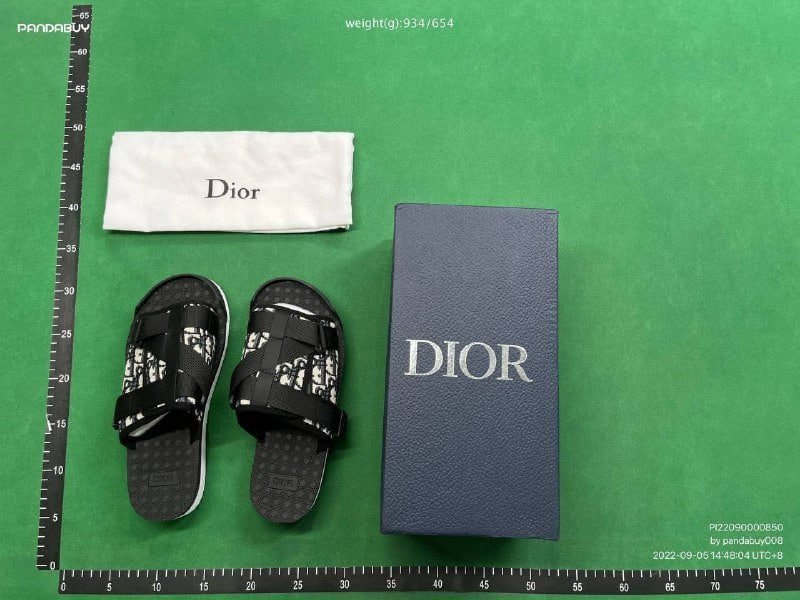 Dior Men's Black and White Monogram Slide Sandals - 109616  
