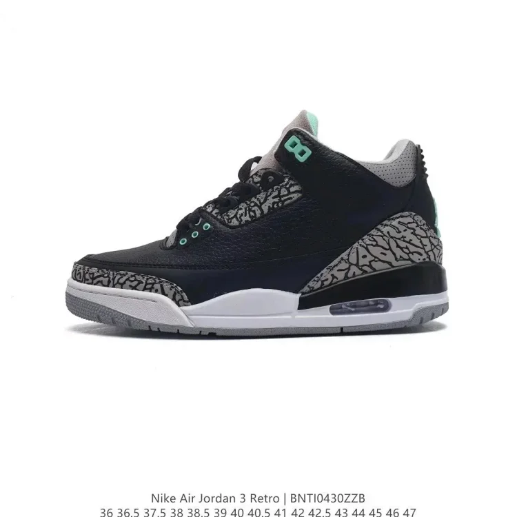 Nike Air Jordan 3 Retro BNT10430ZZB Black Cement Green  
