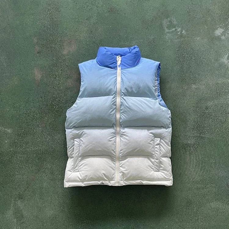 Blue Gradient Puffer Vest for Men - Lightweight and Warm Blue Jackets  