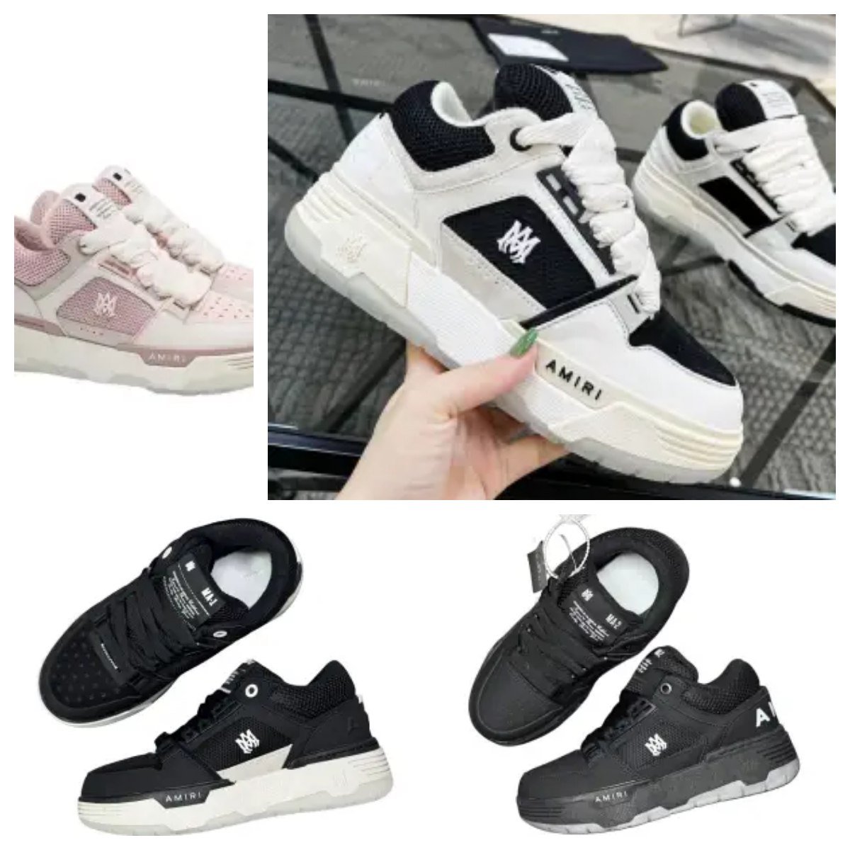  AMIRI White Black Pink Sneakers Chunky Platform Design  