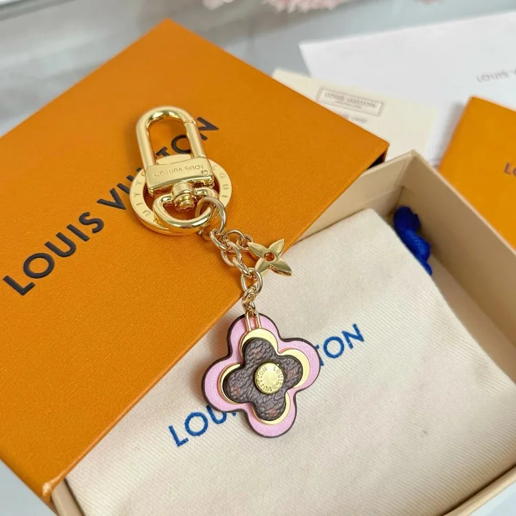 LV Flower Keychain with Gold Hardware  