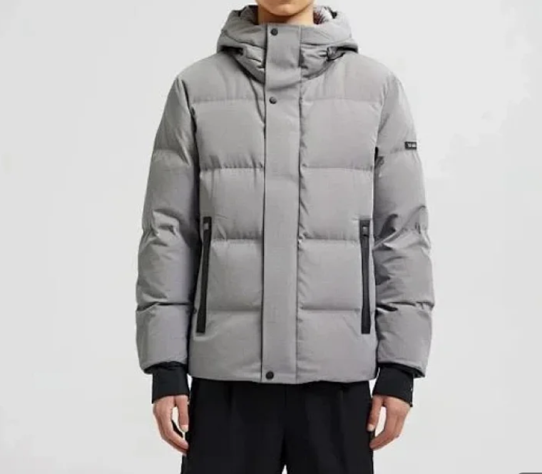 Men's Winter Grey Puffer Jacket with Hood Men Jackets  