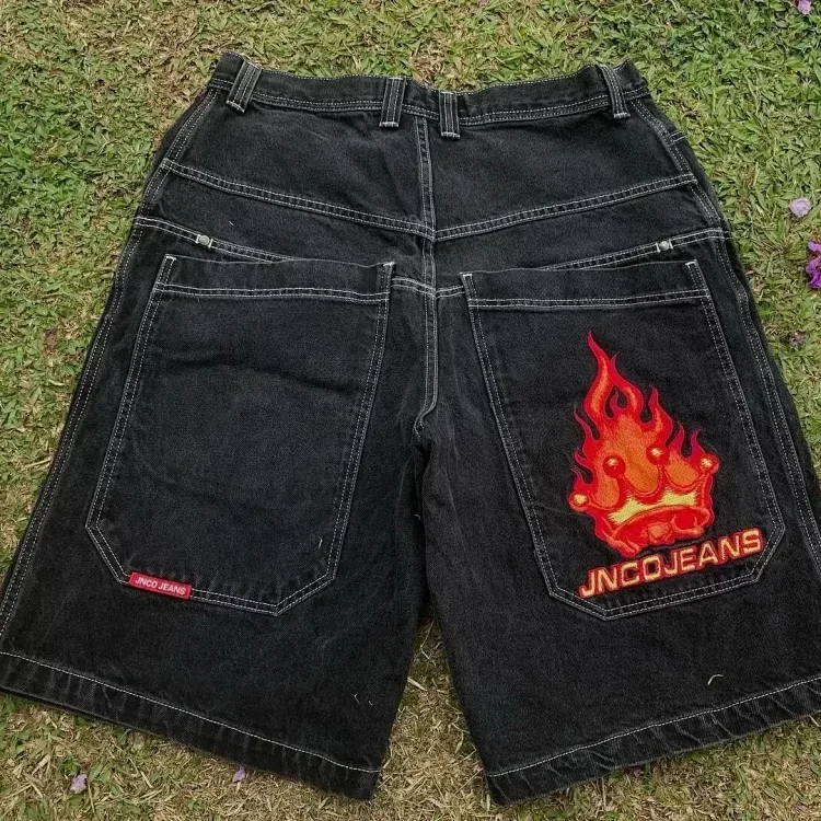 JNCO Jeans Flame Logo Denim Shorts  