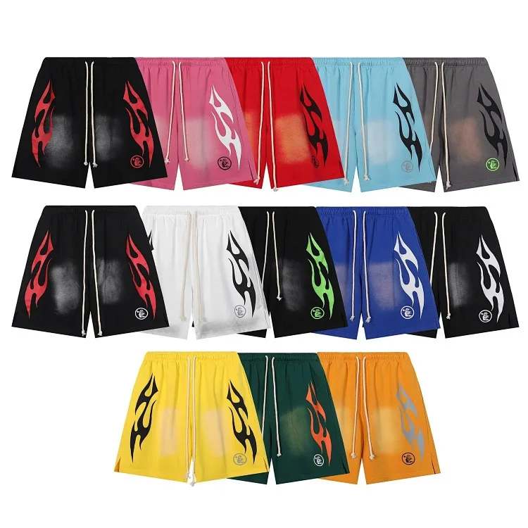 Flame Print Drawstring Shorts for Men - Casual Sporty Summer Wear