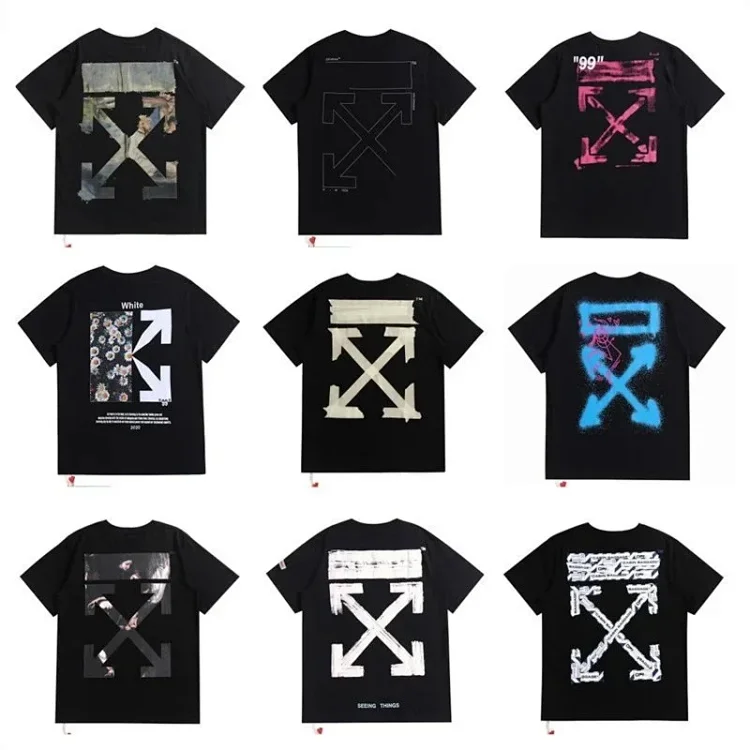 Off-White Black T-Shirt with Arrow Logo Design  